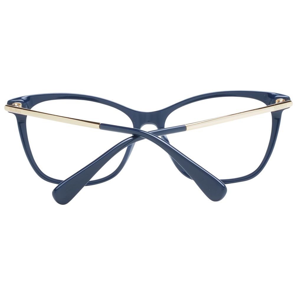 Max Mara Blue Women Glasses Frame in full-rim butterfly style with plastic material and demo lenses, includes branded case, size 54-14-140.