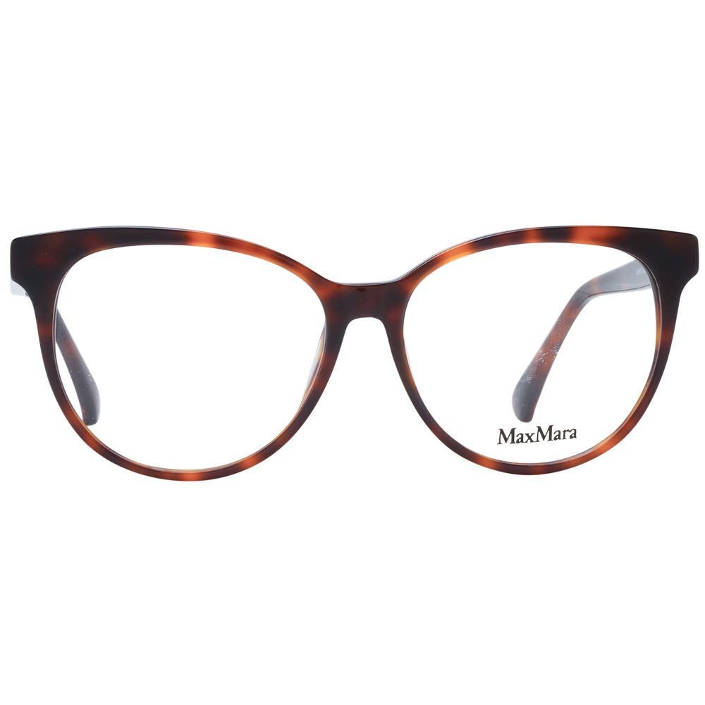 Max Mara Brown Plastic Glasses (Frames) full-rim cat eye for women with brown plastic frame, demo lenses, and branded case.