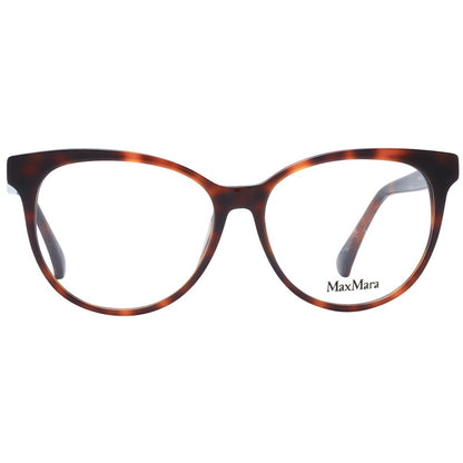 Max Mara Brown Plastic Glasses (Frames) full-rim cat eye for women with brown plastic frame, demo lenses, and branded case.