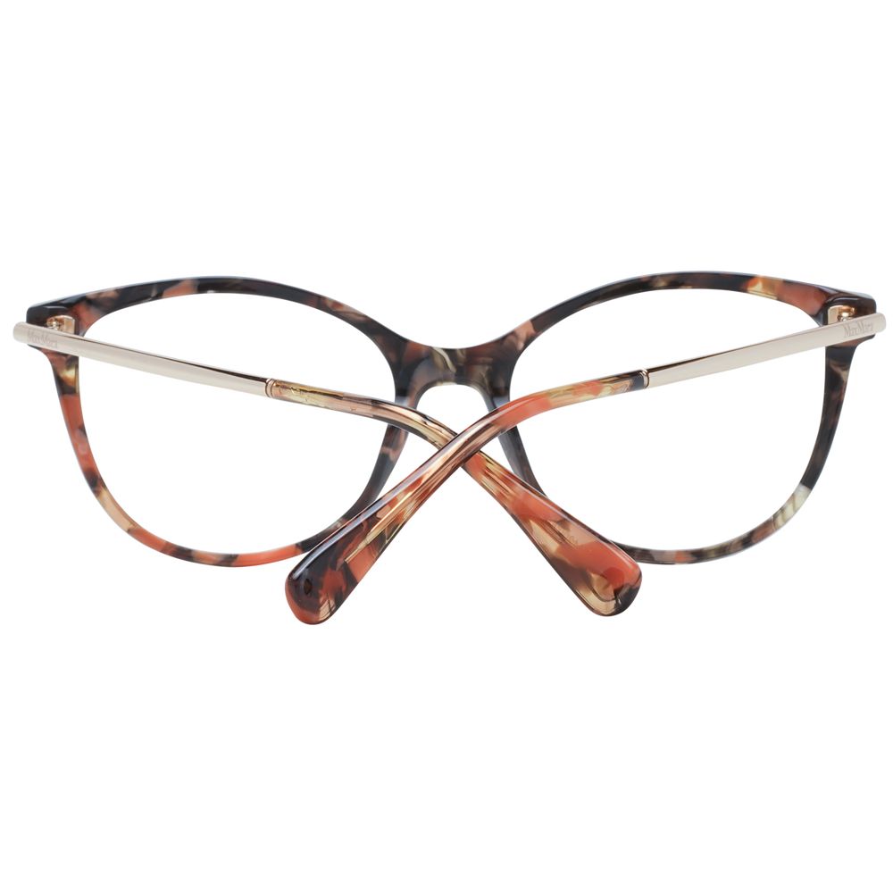 Max Mara Brown Women Glasses Frame in full-rim butterfly style, brown plastic with demo lenses, 53-17-140 size, includes branded case.