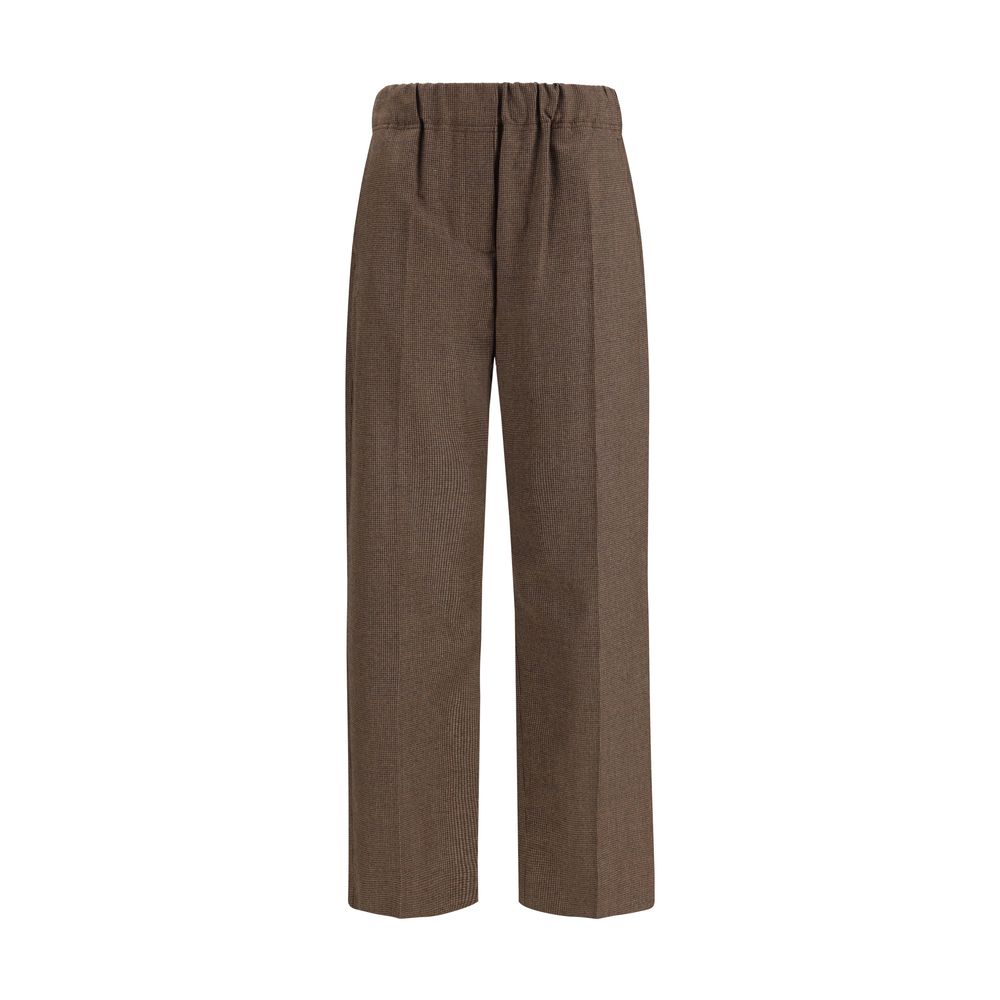 Max Mara Brown Wool Casual Pants; Hateley Trousers stretch wool flannel, elasticated waist, side slash pockets, cropped ankle, AW25.