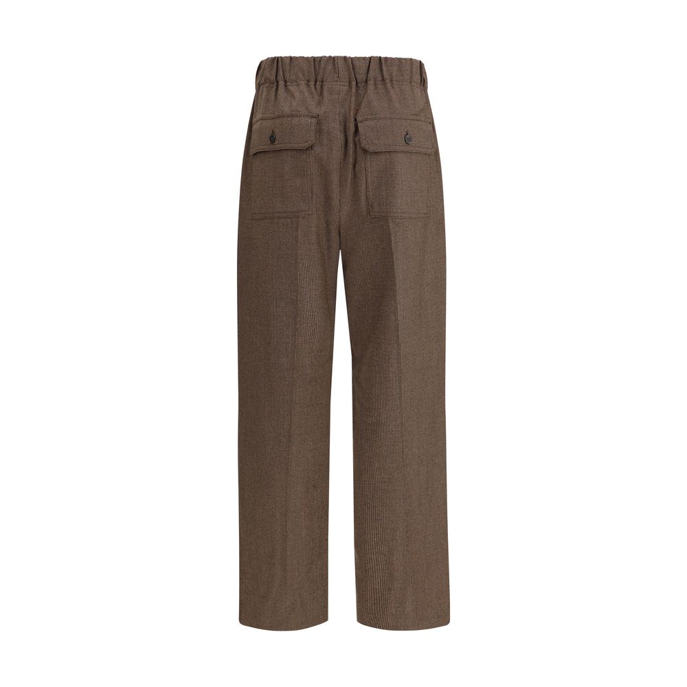 Max Mara Brown Wool Casual Pants with elasticated waist, cropped ankle length, and button closure flap pockets, perfect for AW25 season.