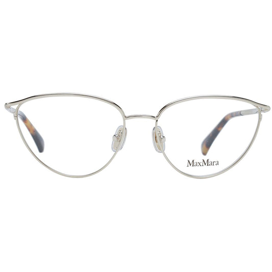 Max Mara Gold Women Glasses Frame, full-rim cat eye with metal frame, demo plastic lenses, size 54-16-135, includes branded case