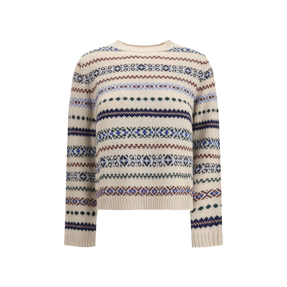 Max Mara Multicolor Marabou Sweatshirt in alpaca wool blend with crew neckline and ribbed trims for elegant everyday wear.