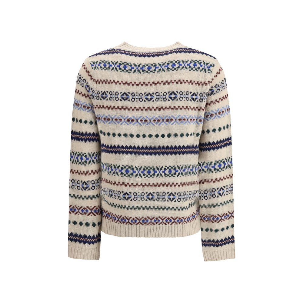 Back view of Max Mara Multicolor Marabou Sweatshirt with striped pattern, alpaca wool blend, offering soft texture and elegant design.