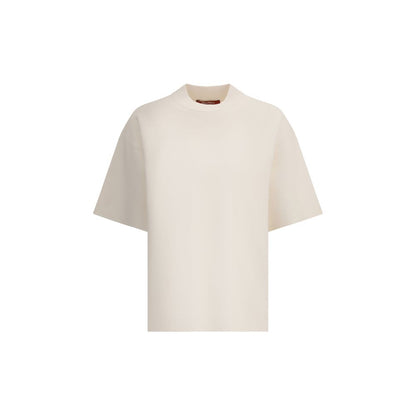 Max Mara White Polyester T-Shirt with ribbed crew neck and monochrome design, perfect for casual and minimal chic looks, AW25 season.