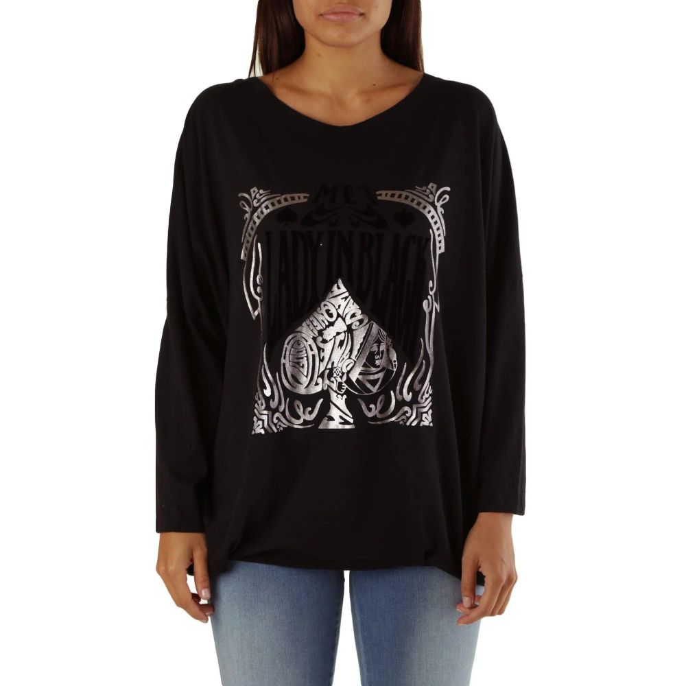 Met Black Viscose Sweatshirt 1728,67400106144,Black,Clothing,Met,New with tags,S,Sweaters - Clothing,Sweatshirts - Sweaters - Clothing,Women