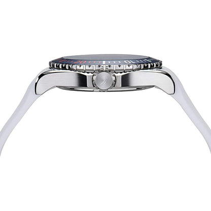 Side view of the NAUTICA Mod. NAPCPS902 watch showing the sleek case design and mineral dial, highlighting the quartz analog movement.