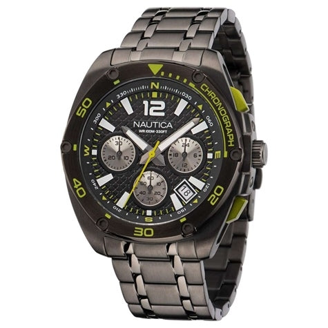 NAUTICA Mod. NAPTCF210 men's quartz analog watch, 10 ATM water resistance, 44 mm case, mineral dial, official packaging included.