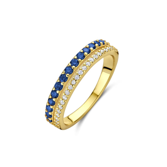 NEW BLING Mod. 9NB-1576-52 gold ring with blue and clear stones
