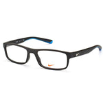 NIKE MOD. NIKE 7090 acetate gent's glasses in black with orange logo, stylish eyewear for men.