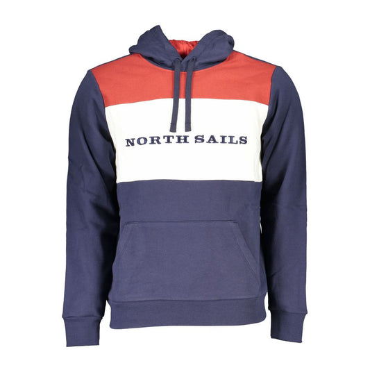 North Sails Blue Cotton Men Sweater with Hood
