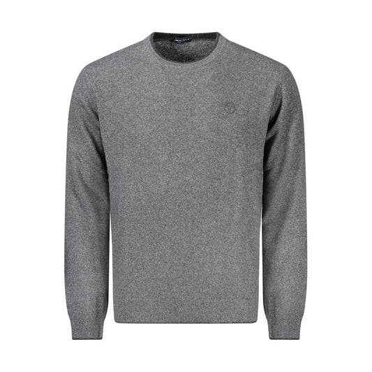 North Sails Gray Cashmere Sweater with long sleeves, crew neck, contrasting details, and logo embroidery.