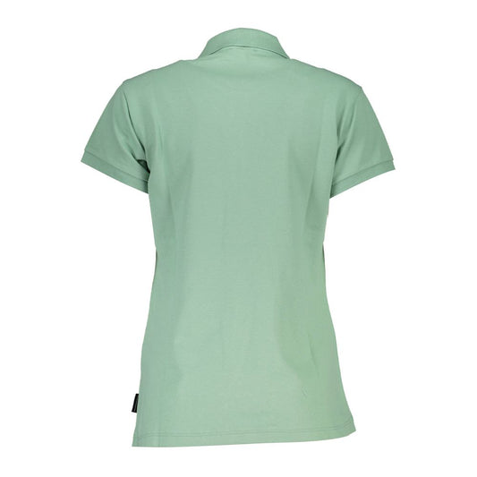 North Sails Green Cotton Polo Shirt back view featuring long sleeves, 2 buttons, and logo applique.