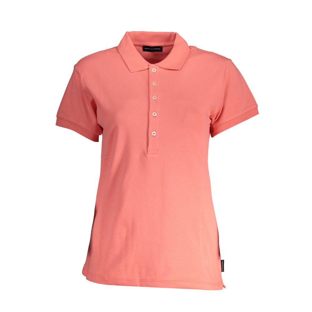 North Sails Pink Cotton Women Polo Shirt with five-button placket, eco-friendly organic cotton blend, versatile for casual chic styles.