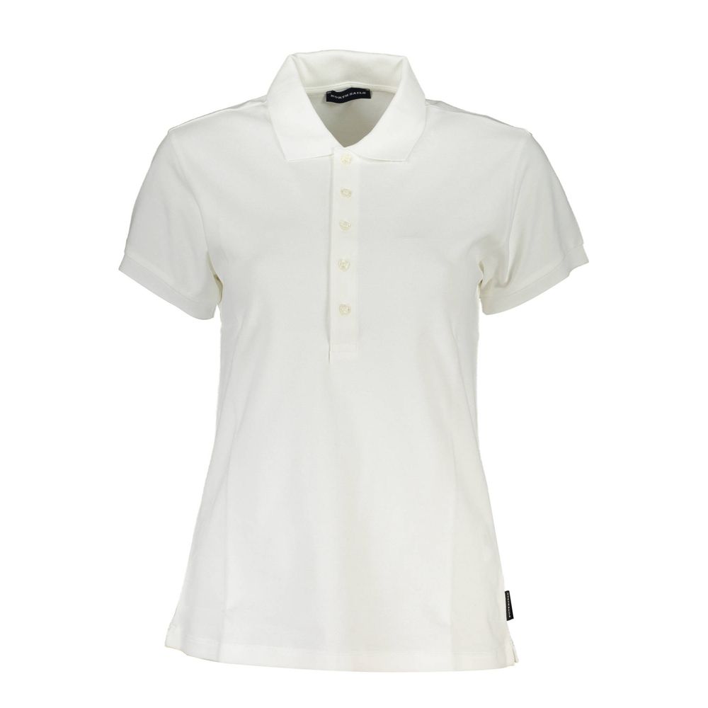 North Sails White Cotton Women Polo Shirt with short sleeves and brand logo, made from organic cotton with elastane for a comfortable fit.