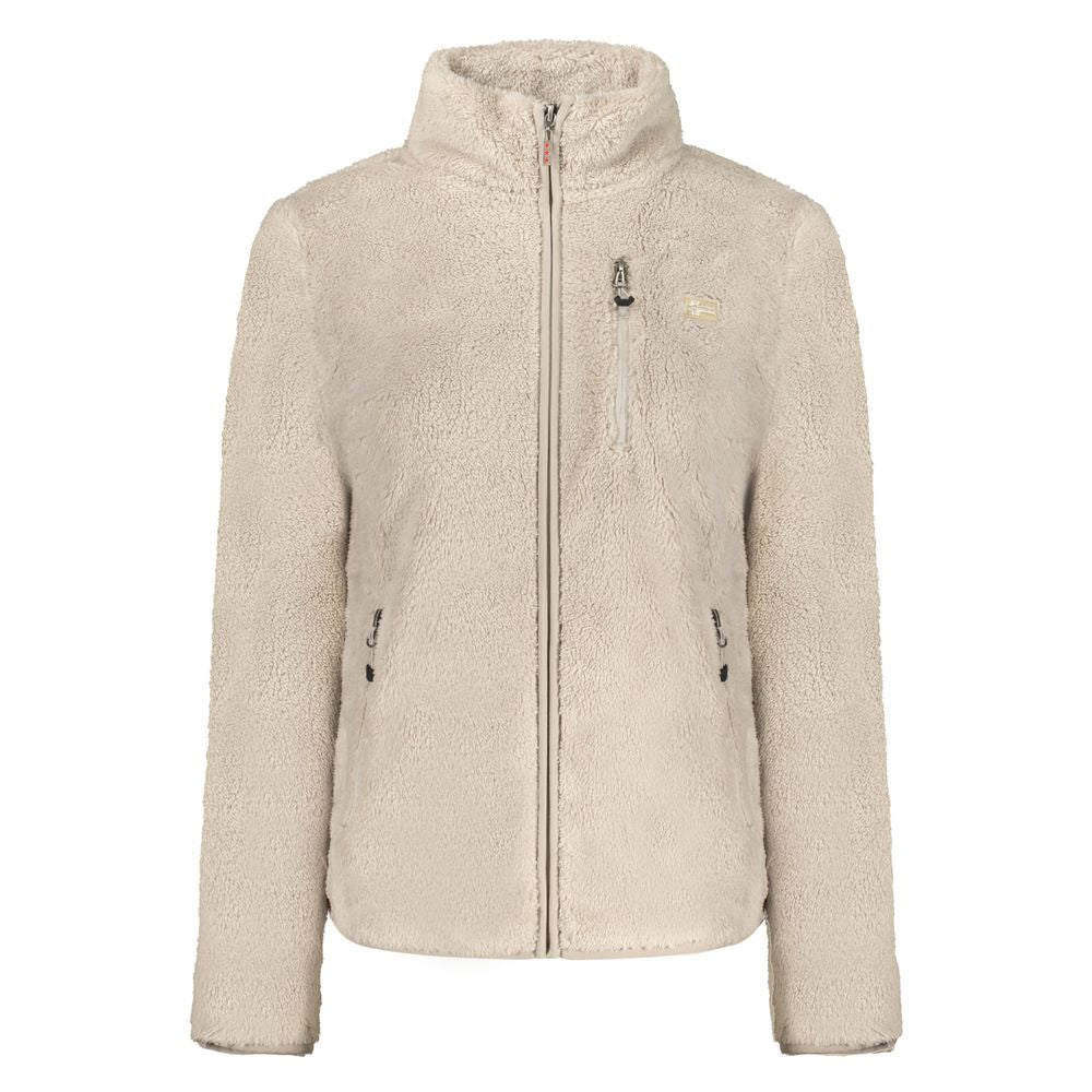 Norway 1963 Beige Polyester Women Sweater with zip and pockets, front view