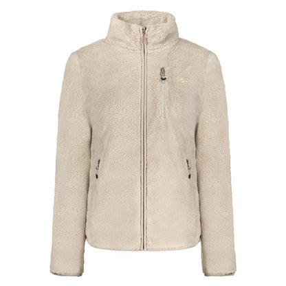 Norway 1963 Beige Polyester Women Sweater with zip and pockets, front view