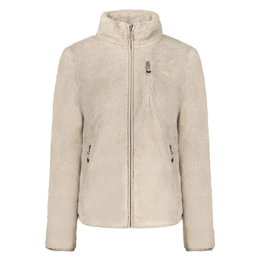 Norway 1963 Beige Polyester Women Sweater with zip and pockets, front view