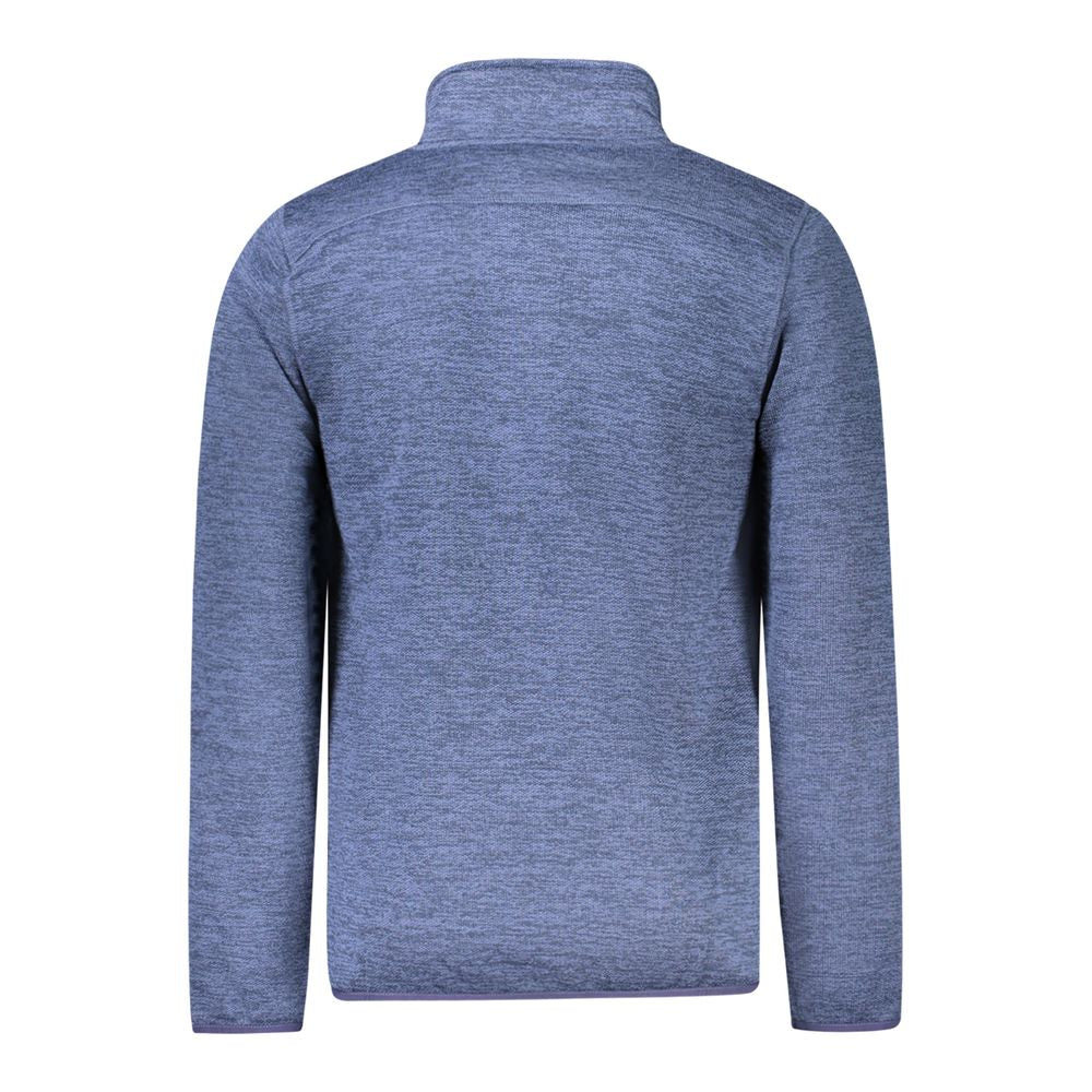 Norway 1963 Blue Polyester Men Jacket with hood, rear view showcasing soft-shell and contrasting details.