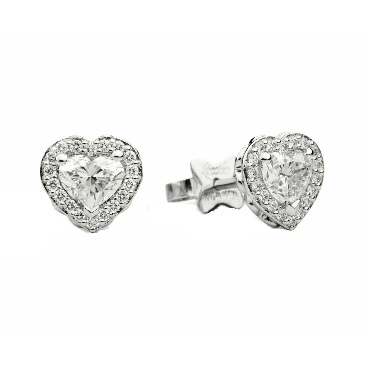 ORECCHINI RECARLO MOD. E67SC002_046 heart-shaped stud earrings with diamond detailing