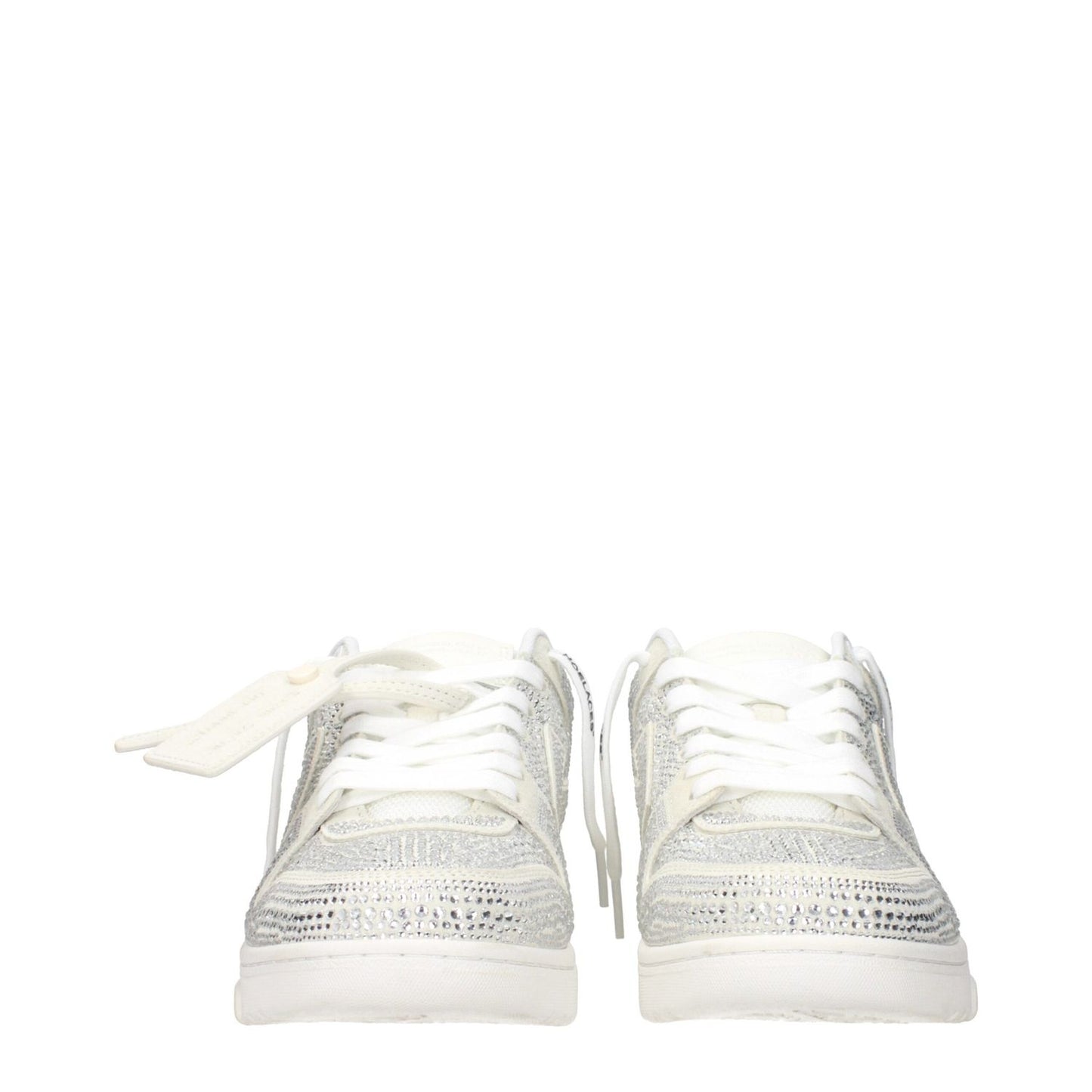 Off-White Beige Leather Low Top Sneakers with rhinestone detailing and logos on front and back. MPN OMIA189LEA0090172.