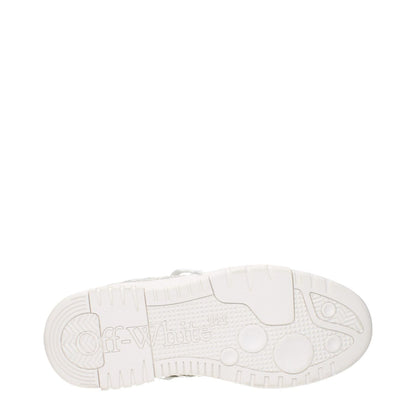 Sole view of Off-White Beige Leather Low Top Sneakers with logo and intricate design details
