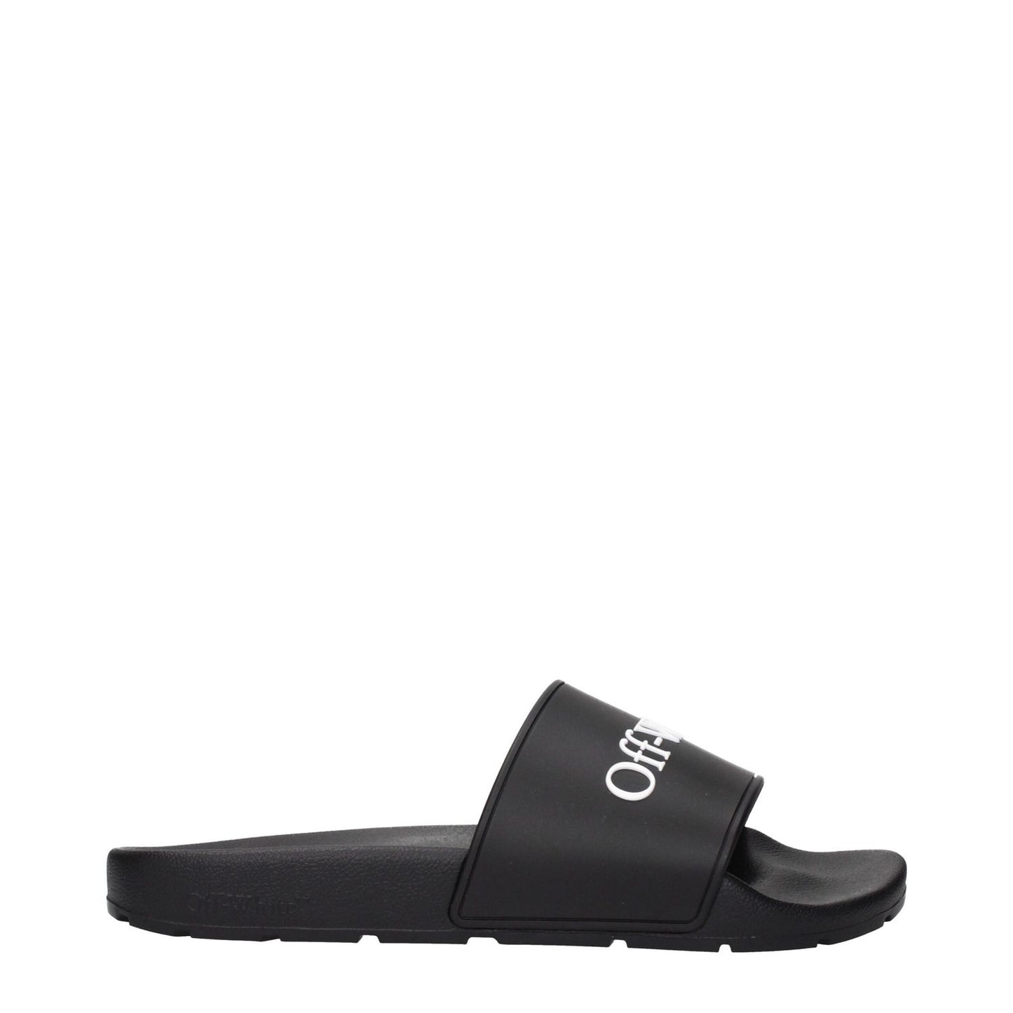 Off-White Black Cotton Slippers with logo in black rubber, MPN OWIU001MAT0011001, stylish design by Off-White.
