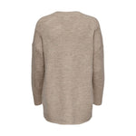 Only Beige Marabou Sweater, back view highlighting the long-sleeve and modern cut design, made of acrylic, polyester, and elastane.