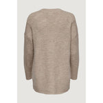 Back view of Only Beige Marabou Sweater, long-sleeve soft knit for women.