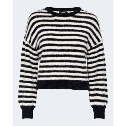 Only Black And White Marabou Sweatshirt, striped sweater made of 70% nylon and 30% acrylic, versatile and stylish fashion for women.