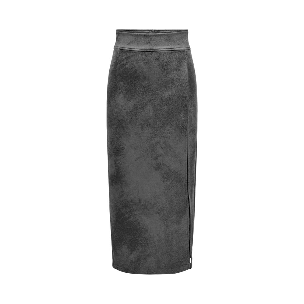 Only Gray Artificial Leather Skirt for women, fall/winter collection, made with 100% faux leather, elegant and stylish design.