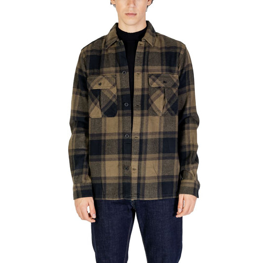 Only & Sons Green Cotton Shirt with plaid design, button closure, and chest pockets, showcasing casual contemporary style for men.