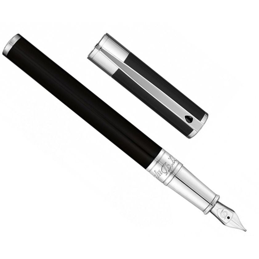 Luxury pen PENNE S-T- DUPONT MOD. STD_260203 with silver trim and black barrel, showcasing elegant craftsmanship.
