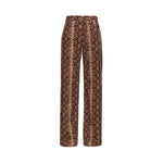 PINKO Brown Cotton Women's Corduroy Pant with python print, Italian-made, five-pocket design, zip and button closure.