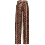 PINKO Brown Cotton Women's Corduroy Pant with python print, five-pocket design, and zip closure, showcasing Italian elegance.
