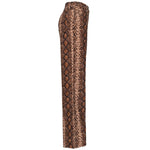 Alt Tag: Side view of PINKO Brown Cotton Women's Corduroy Pant with python print and sleek design.