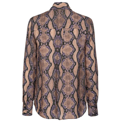 PINKO Multicolor Viscose Shirt with snake animal print, button closure, and classic collar displayed from the back.