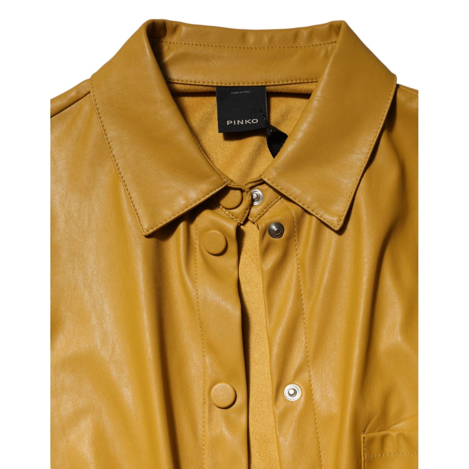 PINKO Polyester Belted Shirt Midi Long Sleeve Yellow Mustard