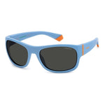Unisex sunglasses POLAROID MOD. PLD 8064_S with blue frame and dark lenses.