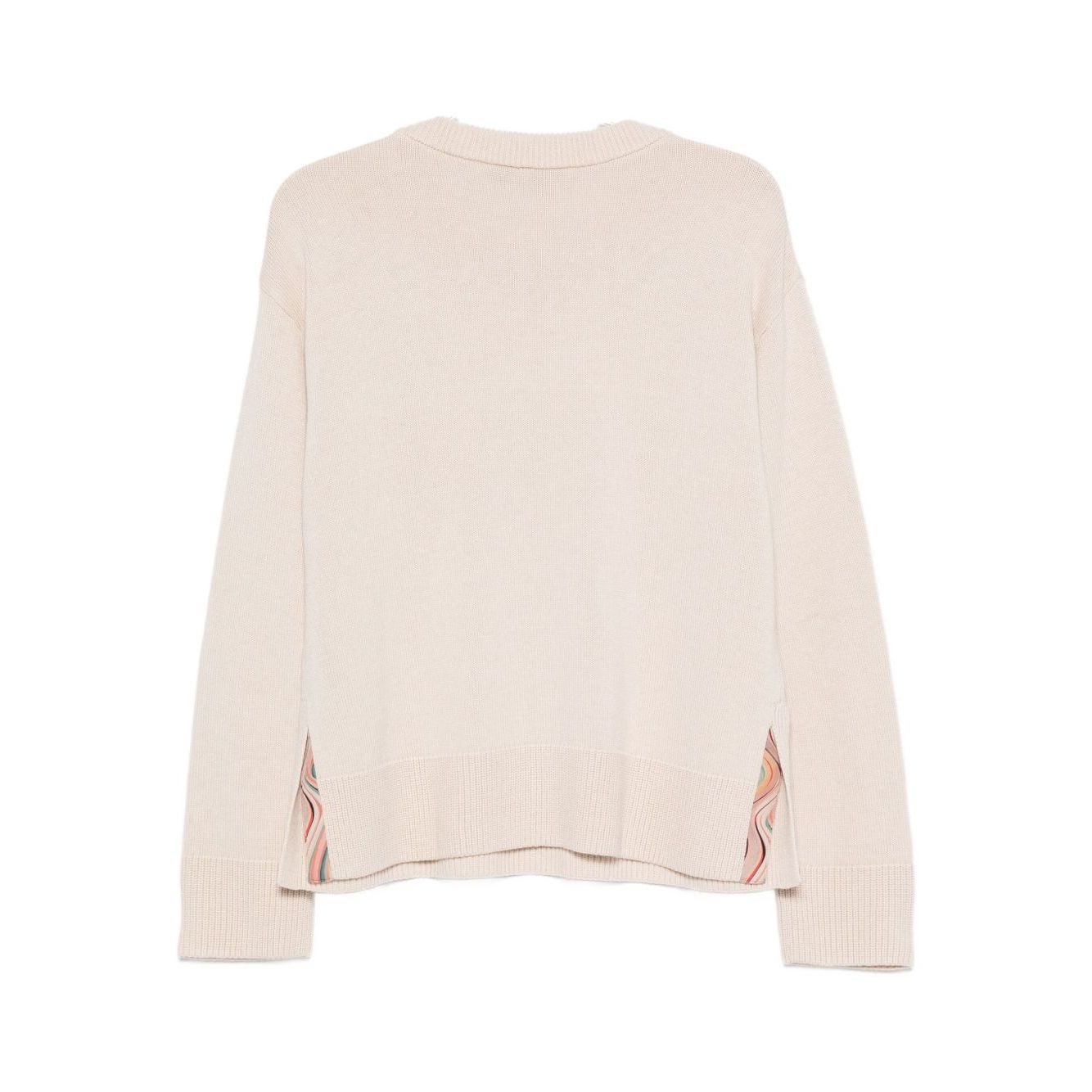 PS By Paul Smith Sweaters Beige wool and cotton sweater with ribbed hem and long sleeves back view.