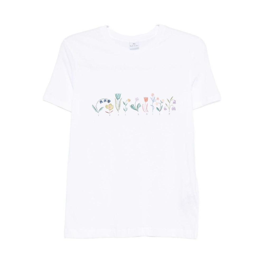PS By Paul Smith T-shirts and Polos White with floral embroidered cotton crew neck short sleeves