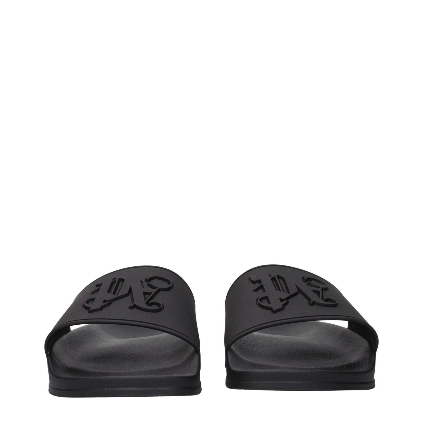 Palm Angels Black Cotton Slippers featuring front logo and MPN PMIC010PLA0011010.