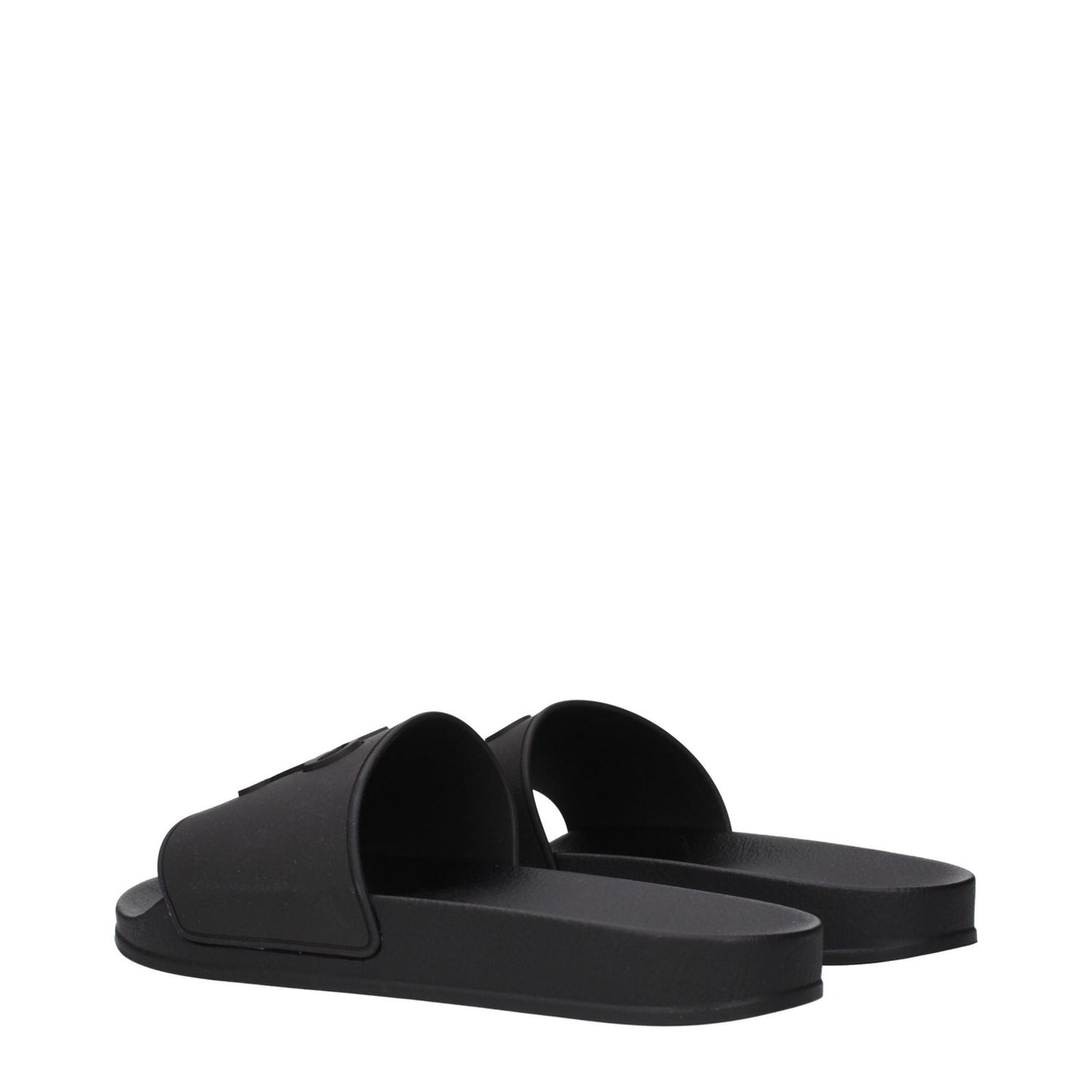 Palm Angels Black Cotton Slippers with front logo, MPN PMIC010PLA0011010, code F84873, rubber design, side view image.