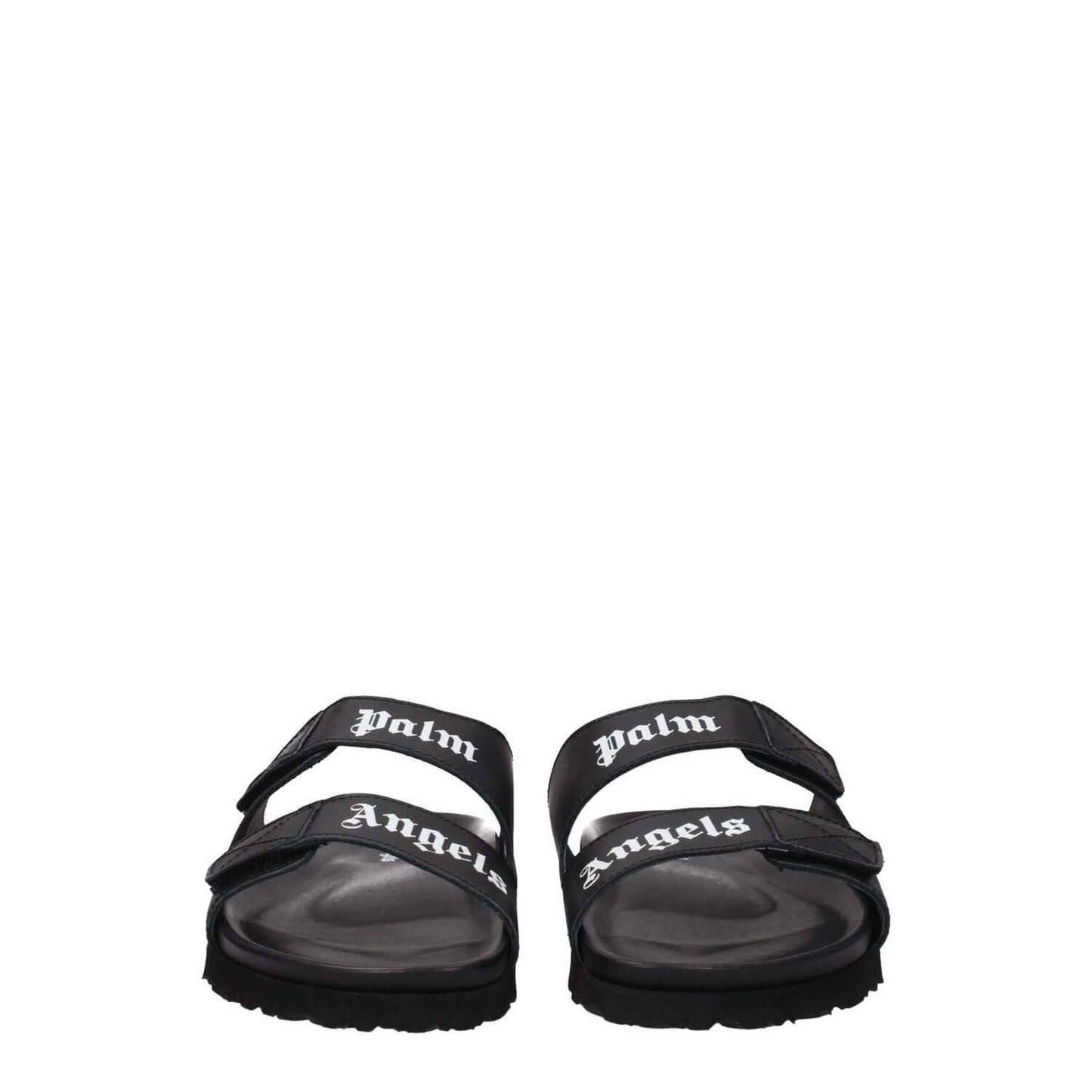 Palm Angels Black Leather Slippers