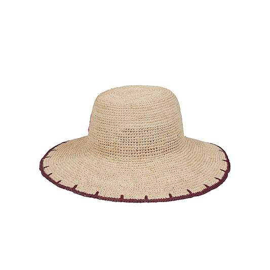 Paul Smith Paisley straw hat with beige color, unique hand-finished design, and contrasting edge, showcasing elegance and style.