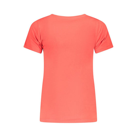 Pepe Jeans Red Cotton Women T-Shirt back view showcasing short sleeves and crew neck design.