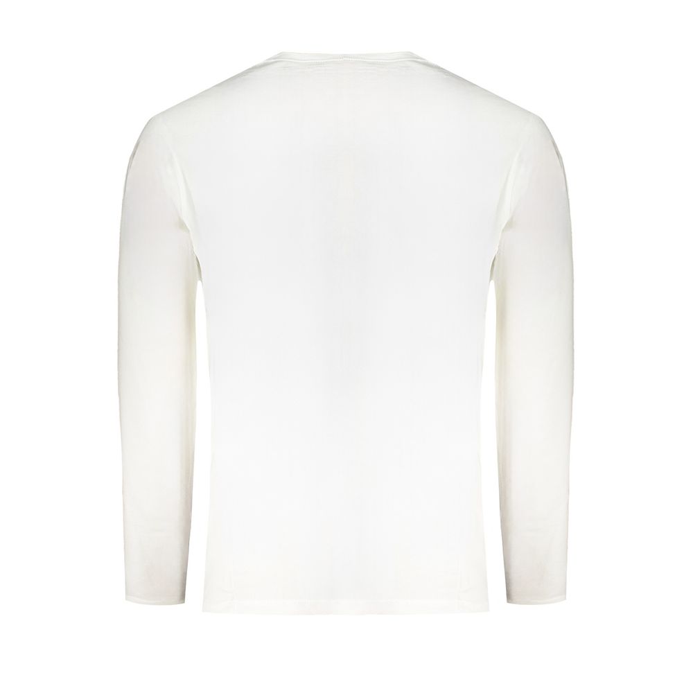 Back view of Pepe Jeans White Cotton T-Shirt, long-sleeve, sustainable material, perfect for casual wear.
