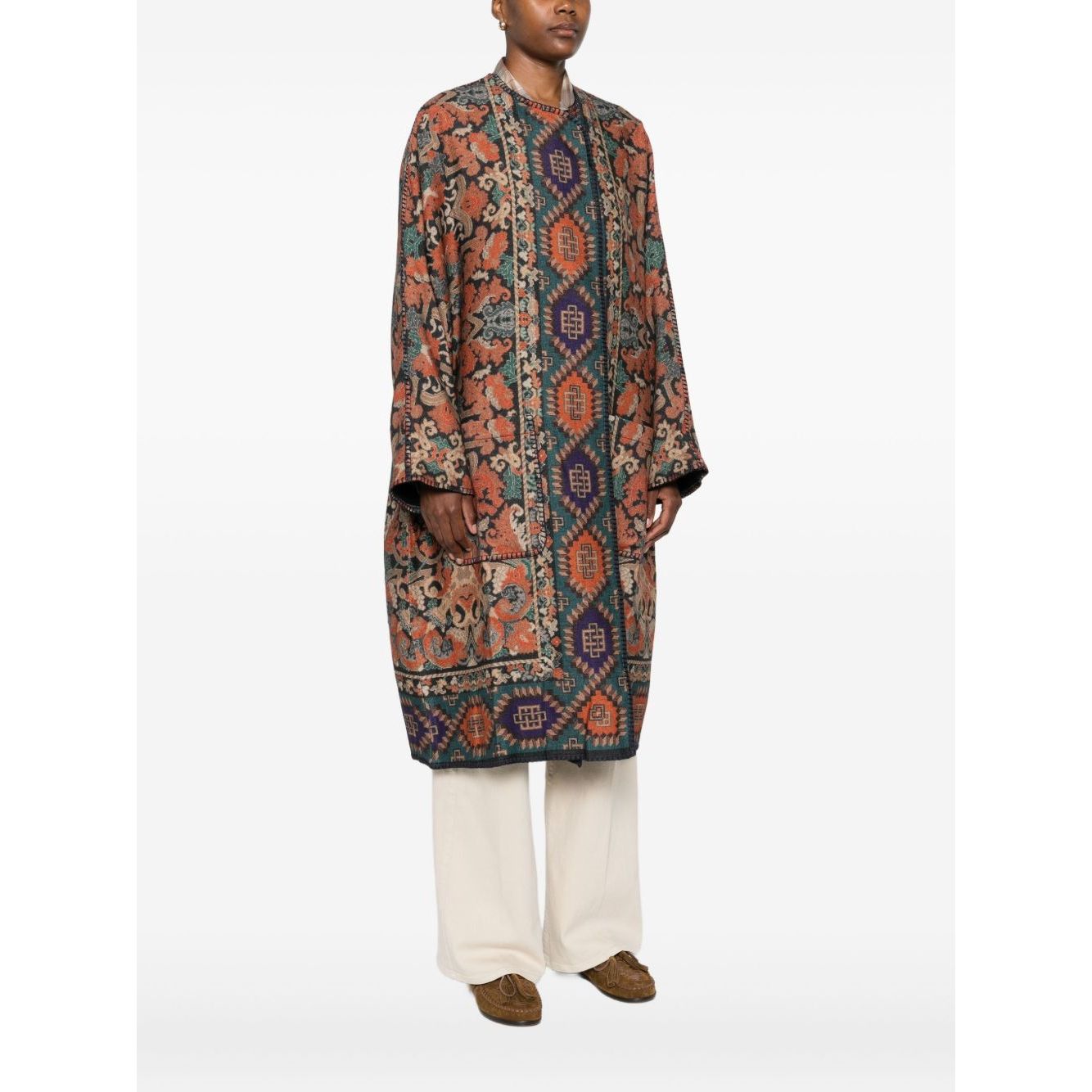 Pierre Louis Mascia Dresses Brown with geometric pattern and side patch pockets