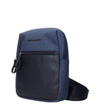 Piquadro Blue Fabric Crossbody Bag with front logo and adjustable shoulder strap, item code F84160, MPN CA4481W98BLU